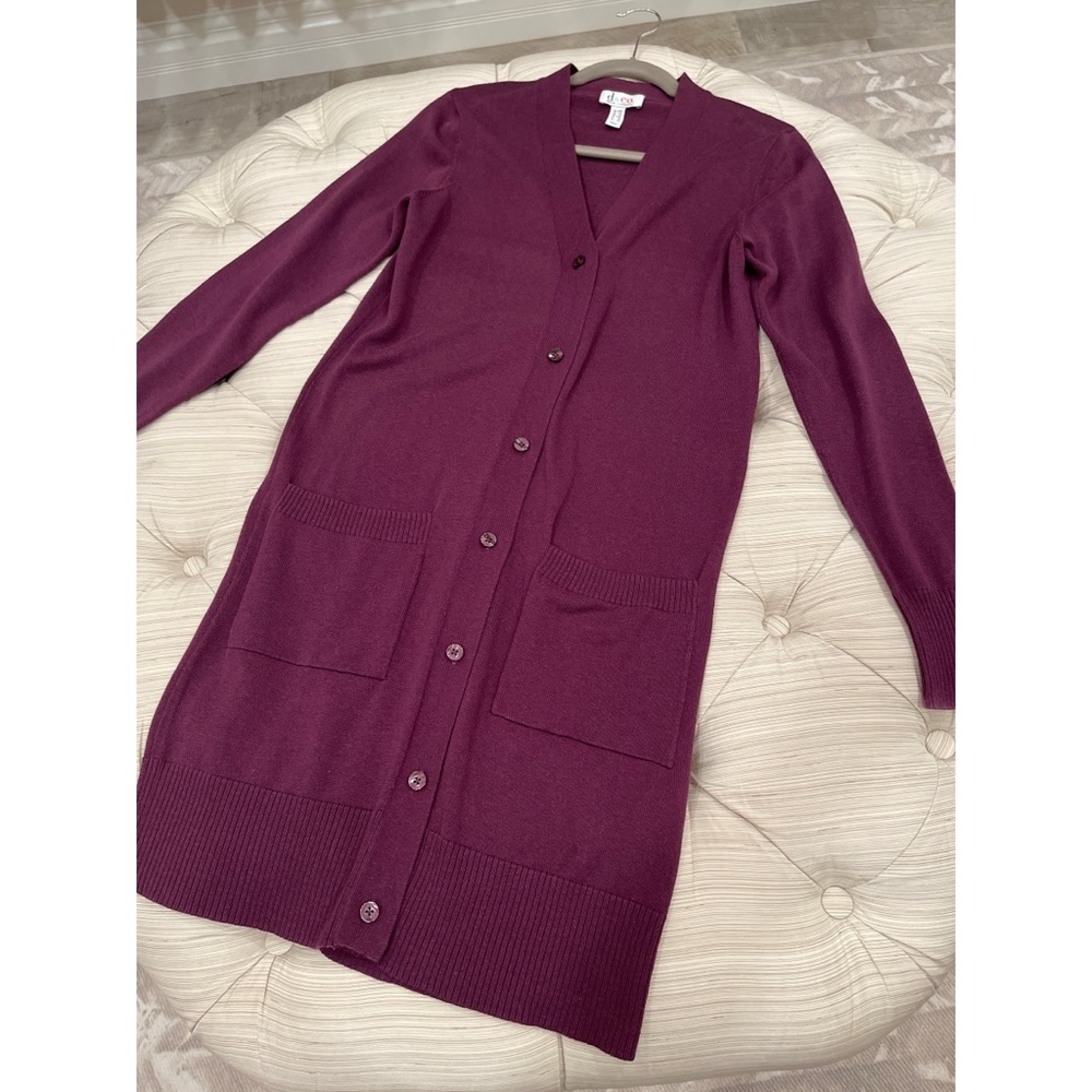 Denim&Co Purple Duster Cardigan Sweater